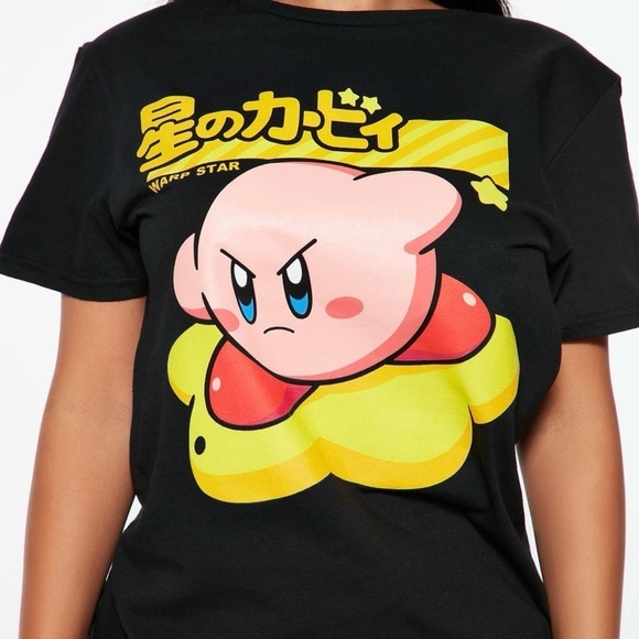 Nintendo Kirby Warp Star Black T-Shirt Large Japanese Graphic Tee Gamer - Picture 3 of 7